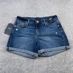 Silver Jeans Shorts Womens 29 Blue Suki Curvy Fit Cuffed Stretch Denim NEW NWT